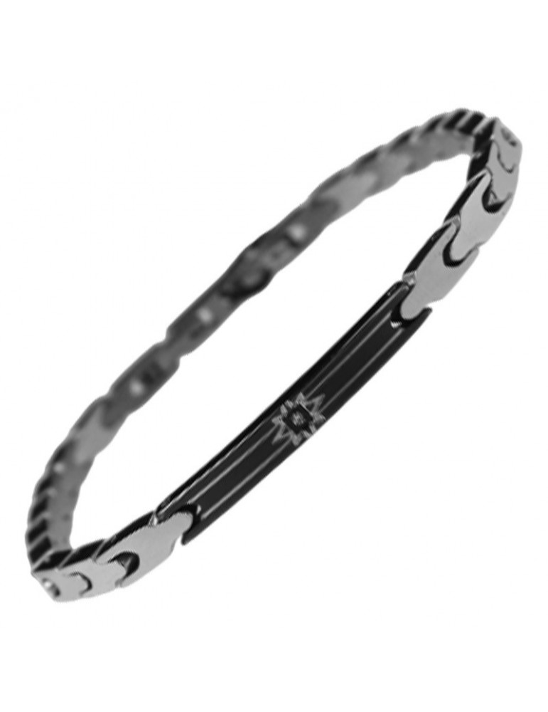 Zancan Bracelet - Black PVD Central Plate - White Crystal - UHB125
