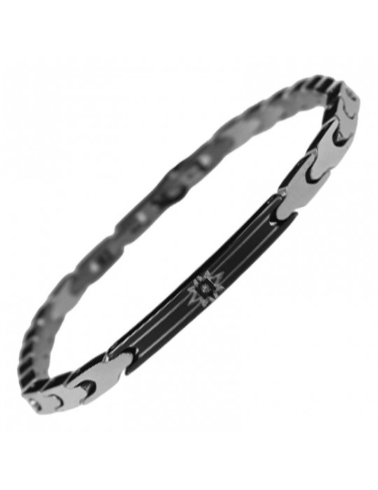 Bracciale Zancan - Targa Centrale PVD Nera - Cristallo Bianco - UHB125