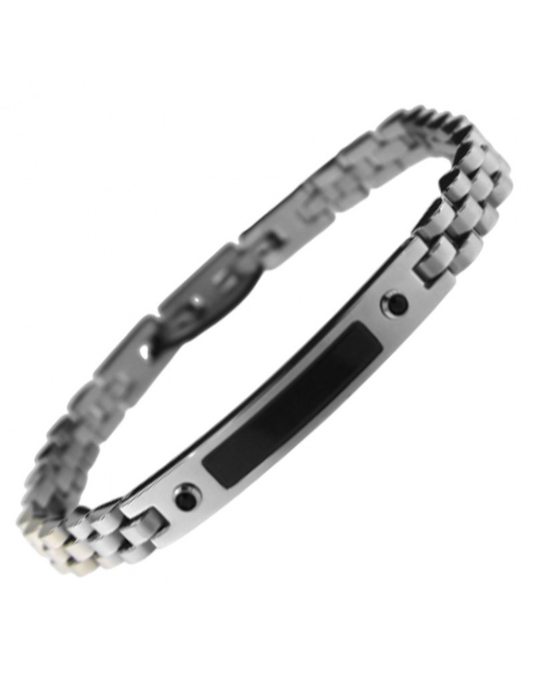 Bracciale Zancan - Targa Centrale Nera - Cristalli Neri - EHB129