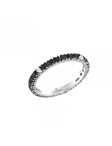 Veretta Crieri Ring - Aeterna in 18K White Gold with Black Diamonds 0.68 ct White Diamonds - Size 21 - 0