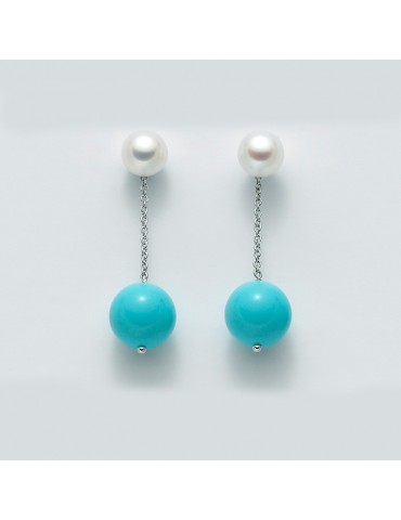MILUNA EARRINGS WITH PEARL EARTH AND SEA - 0