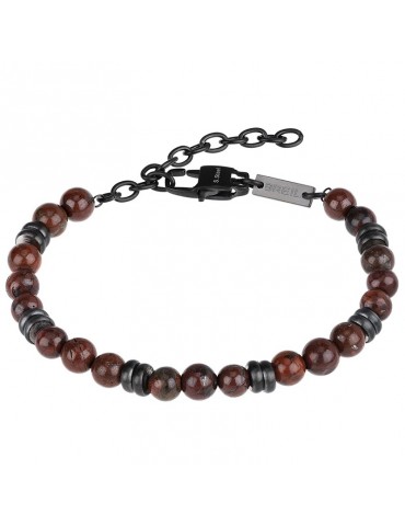 Bracciale Breil da Uomo - Artha -Sfere in Acciaio-Diaspro Rosso-TJ2883