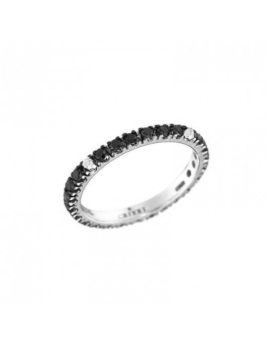 Anello Veretta Crieri - Aeterna - Oro Bianco 18 Carati - Diamanti Neri 0,70 ct Diamanti Bianchi - Misura 23 - AETAEK070LWP230 Anello Veretta Crieri - Aeterna - Oro Bianco 18 Carati - Diamanti Neri 0,70 ct Diamanti Bianchi - Misura 23 - AETAEK070LWP230