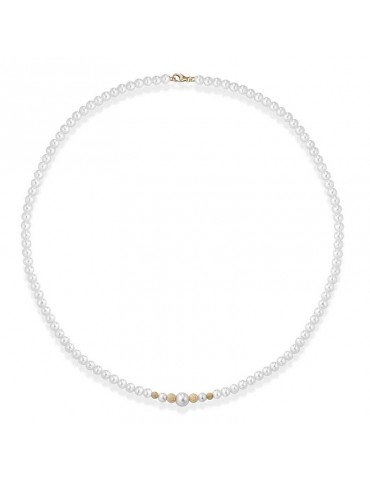 Collana Lelune - Young con Perle Freshwater 4,5-5 mm e Sfere in Oro Giallo 18 carati Puntinato - LLNK2923
