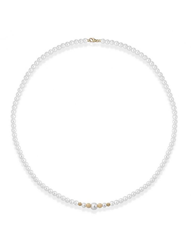 Collana Lelune - Young con Perle Freshwater 4,5-5 mm e Sfere in Oro Giallo 18 carati Puntinato - LLNK2923
