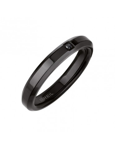 Breil Ring - Y - Polished Steel - IP Black - Black Crystal - TJ3115
