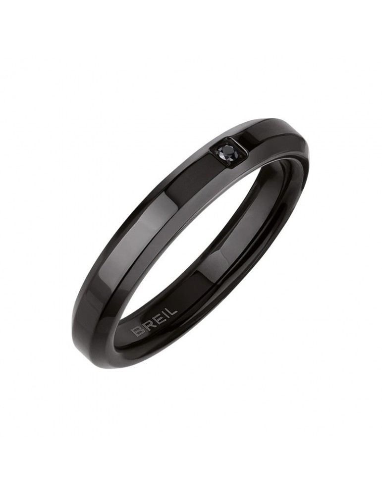 Anello Breil - Y - Acciaio Lucido - IP Black - Cristallo Nero - TJ3115