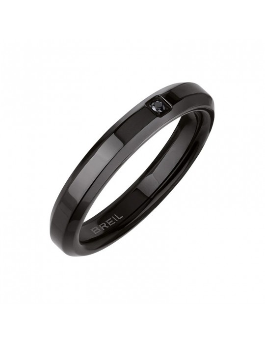 Breil Ring - Y - Polished Steel - IP Black - Black Crystal - TJ3115