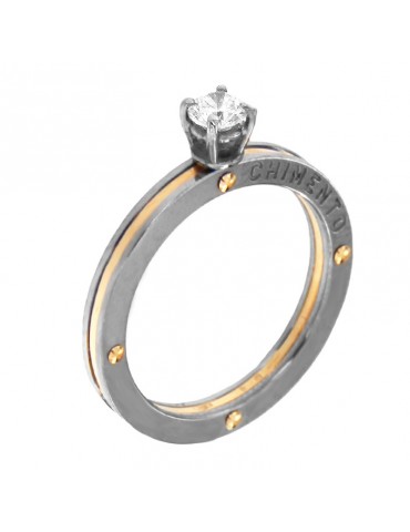 Anello Solitario Chimento Donna - in Oro Bianco ed Oro Rosa con Diamante - 0
