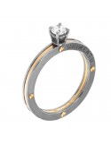 Chimento Woman's Solitaire Ring - in White and Rose Gold with Diamond - 0
