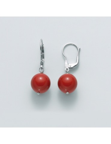 Orecchini Miluna - Pendenti - Agglomerato Color Corallo Rosso -PER2200