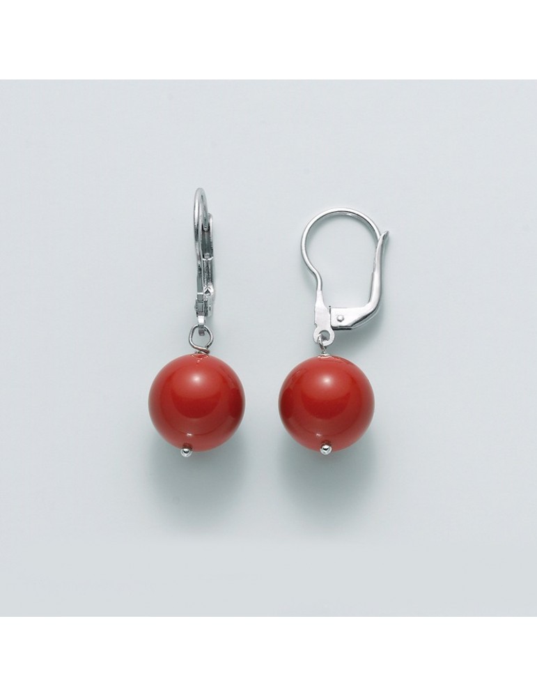 Orecchini Miluna - Pendenti - Agglomerato Color Corallo Rosso -PER2200