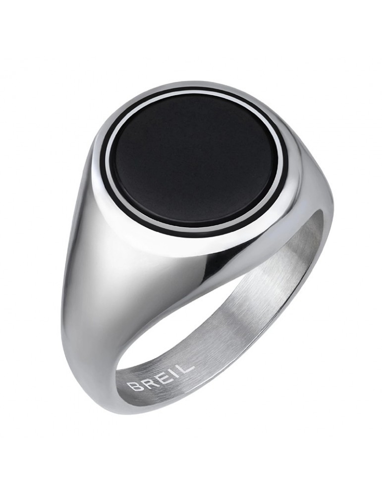 Anello Breil da Uomo - Code - Acciaio - Onice Nero - Misura 25 -TJ3118