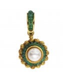 Zancan Pendant-18K Yellow Gold-Pearl-Emerald Root-PE135
