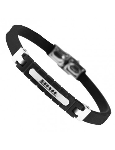 Zancan Bracelet - Rubber - Plate - Steel - Black Crystals - UHB029 2