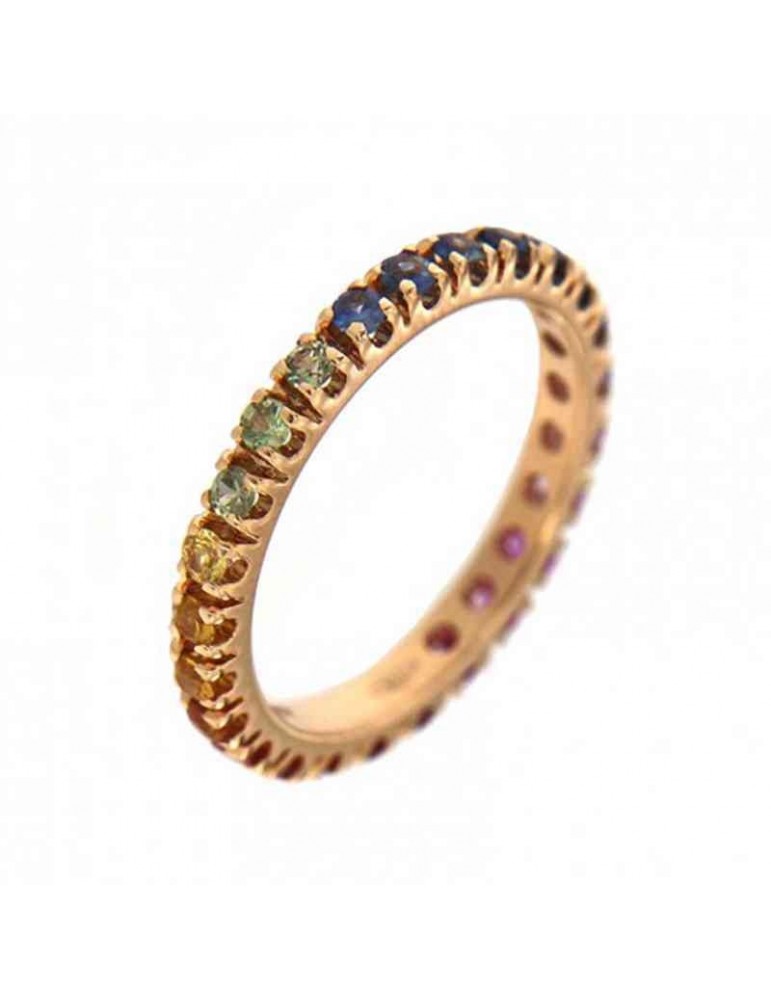 Veretta Crieri Ring - Rainbow in 18K Rose Gold with Multicolor Sapphires 1.05 ct - Size 16 - 0