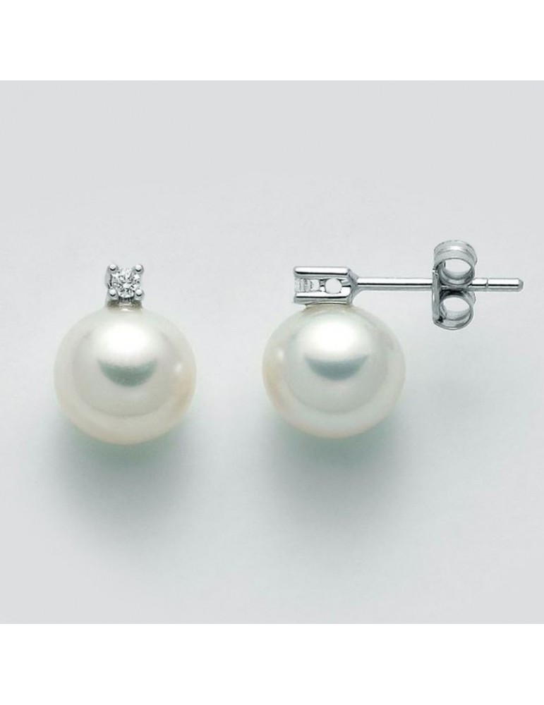 Orecchini Miluna - Perle Gemelle -Oro Bianco-Diamanti Naturali-PER2301