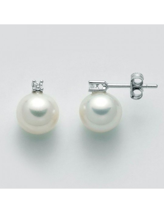 Orecchini Miluna - Perle Gemelle -Oro Bianco-Diamanti Naturali-PER2301