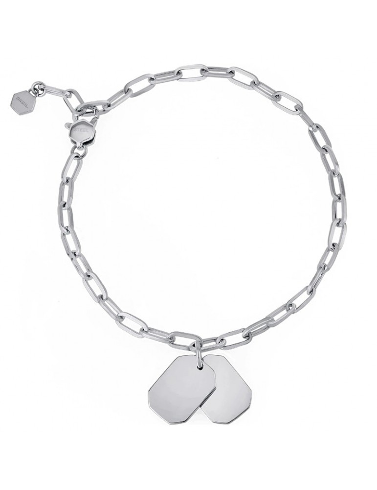 Breil-Private Code-Steel Chain-Double Plate-Bracelet-TJ3123