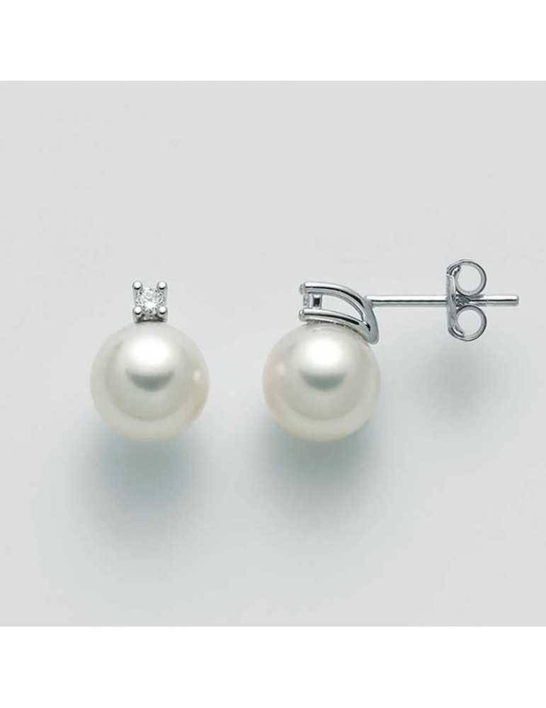 Orecchini Nimei - Oro Bianco - Perle Akoya 6,5-7 mm - Diamanti-PER2334