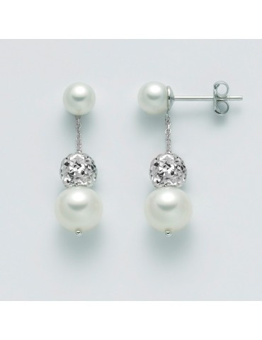 Miluna Earrings with Pearls and Diamond Boule for Women - 0