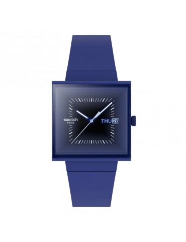 Swatch Watch - Squarely Blacklight - Time & Date-42mm-Blue-SO34N700