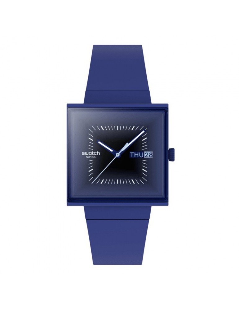 Orologio Swatch - Squarely Blacklight - Tempo e Data-42mm-Blu-SO34N700