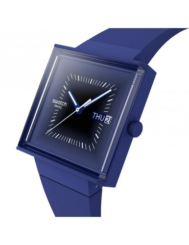 Swatch Watch - Squarely Blacklight - Time & Date-42mm-Blue-SO34N700 2