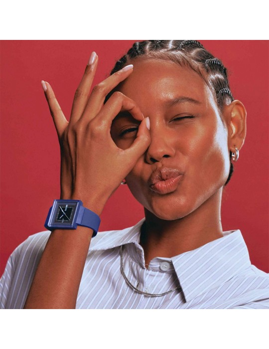 Orologio Swatch - Squarely Blacklight - Tempo e Data-42mm-Blu-SO34N700