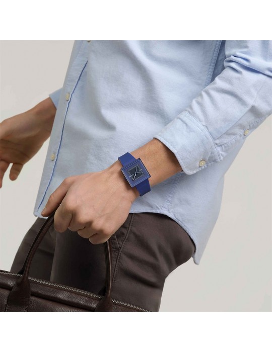 Orologio Swatch - Squarely Blacklight - Tempo e Data-42mm-Blu-SO34N700