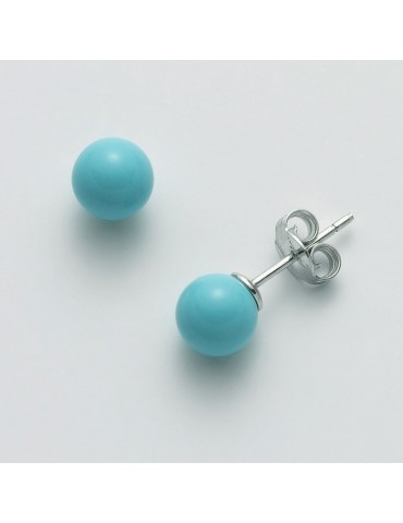 Miluna Women's Earrings with  7mm Turquoise Agglomerate - 0