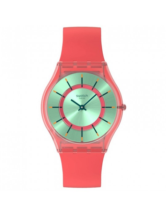 Swatch Watch - Jazzy Berry - Time Only - Pink - 34mm - Green-SS08P111