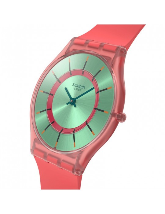 Swatch Watch - Jazzy Berry - Time Only - Pink - 34mm - Green-SS08P111