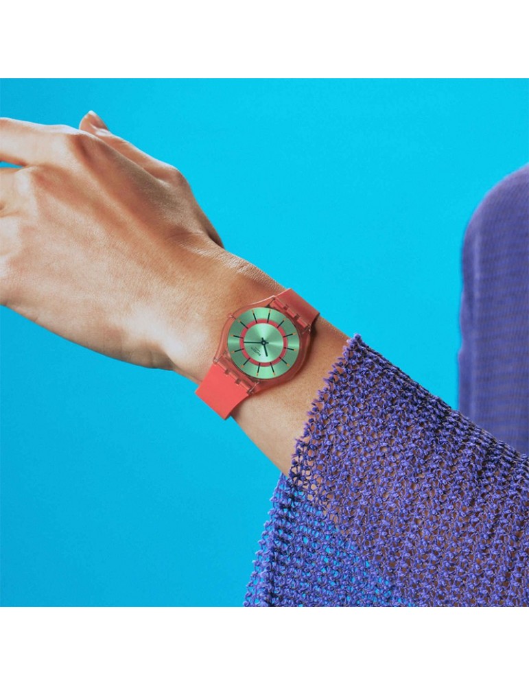 Swatch Watch - Jazzy Berry - Time Only - Pink - 34mm - Green-SS08P111