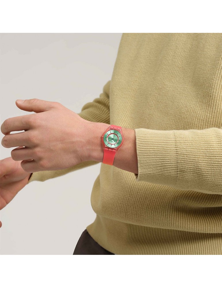 Swatch Watch - Jazzy Berry - Time Only - Pink - 34mm - Green-SS08P111