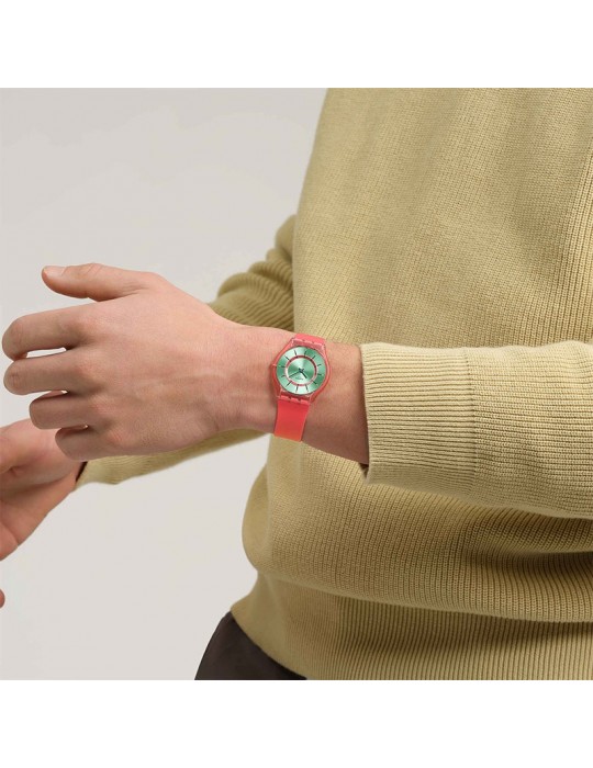 Swatch Watch - Jazzy Berry - Time Only - Pink - 34mm - Green-SS08P111