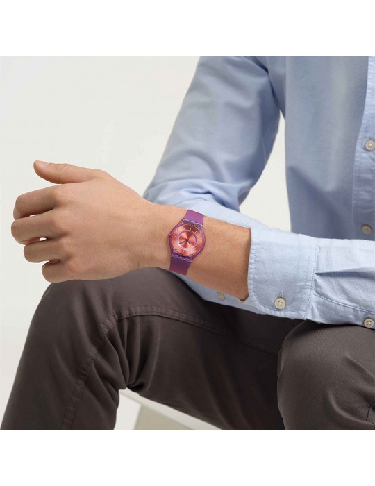 Orologio Swatch-Sweet Strawberry Dream-Viola-34mm-Rosa Scuro-SS08V108