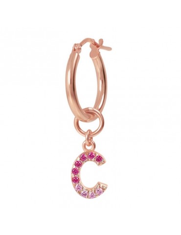 Mono Earring Bronzallure -Letter C-Fuchsia Crystals-WSBZ01932.C-RED