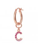 Mono Orecchino Bronzallure -Lettera C-Cristalli Fucsia-WSBZ01932.C-RED