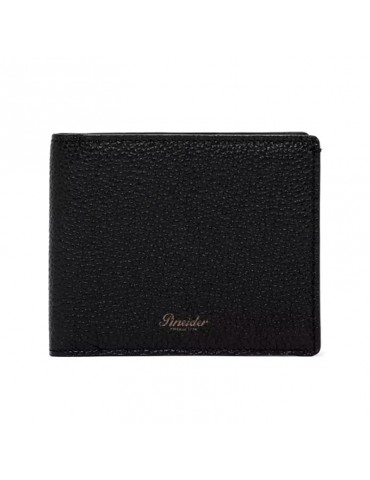 Pineider Wallet - 6 Compartments -Black Tumbled Leather-P737XS18519056