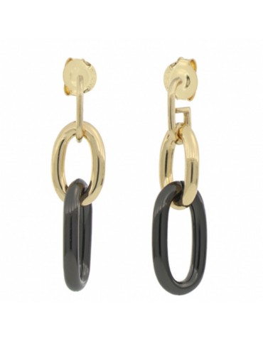 Orecchini Unoaerre - Pendenti - Catena - Maglia Gold e Nera -EXO4388GN