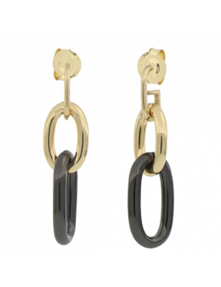Orecchini Unoaerre - Pendenti - Catena - Maglia Gold e Nera -EXO4388GN