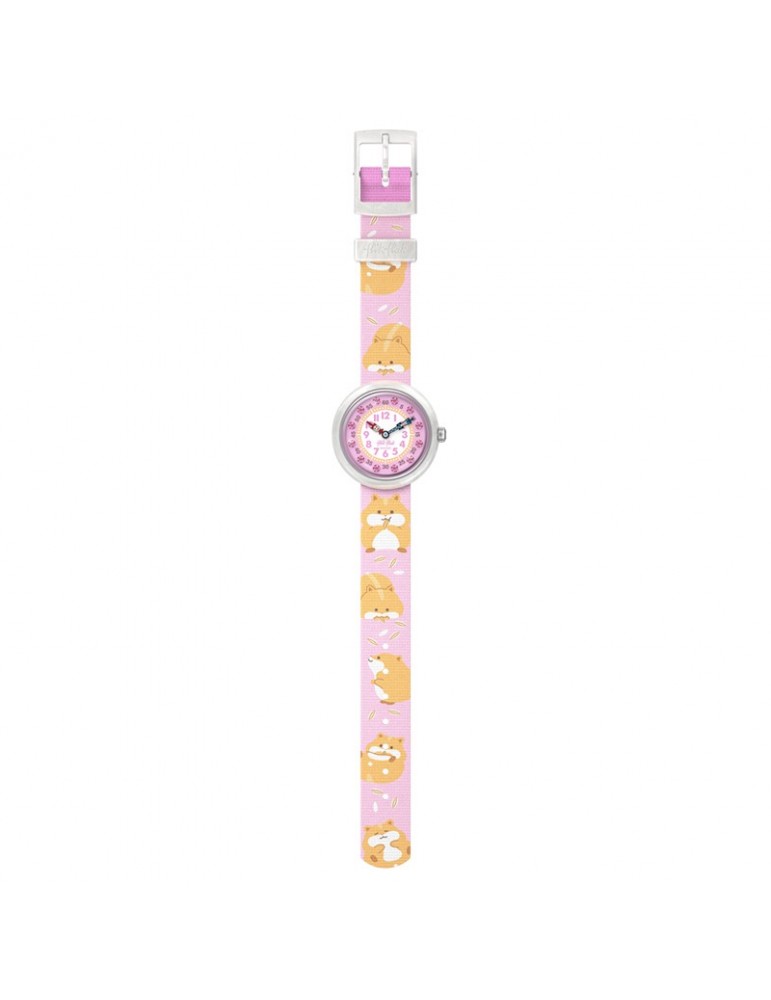 Flik Flak watch - Cuddly Hamster - 32mm - Rosa - Cedicini -ZFBNP235