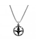 Collana Zancan - Acciaio 316L - Rosa dei Venti - Cristallo Nero-UHC018