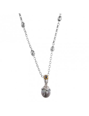 Zancan Necklace - 18k White Gold - Pendant - Sapphire 0.20ct-C305