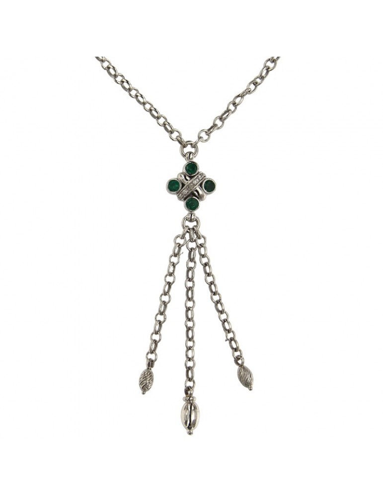 Collana Zancan - Oro Bianco 18 Carati - Pendente-Smeraldi 0,70 ct-C424