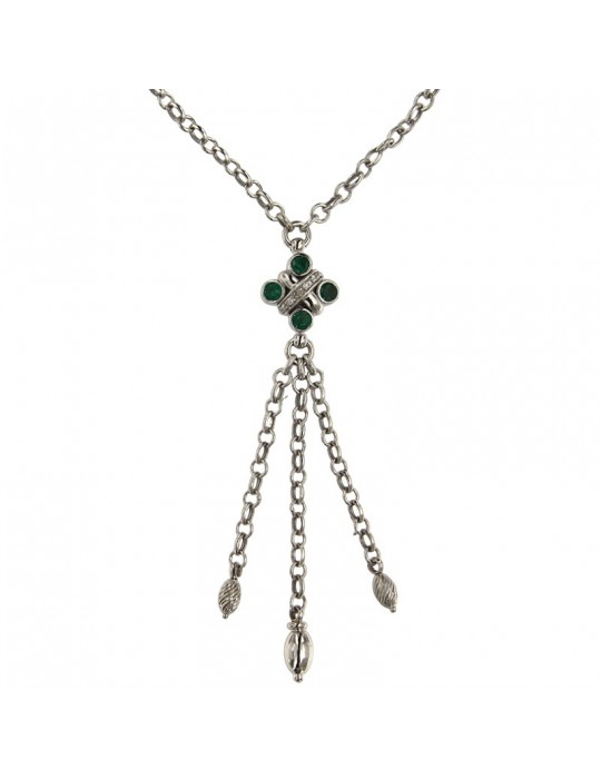 Zancan Necklace - 18k White Gold - Pendant-Emeralds 0.70ct-C424