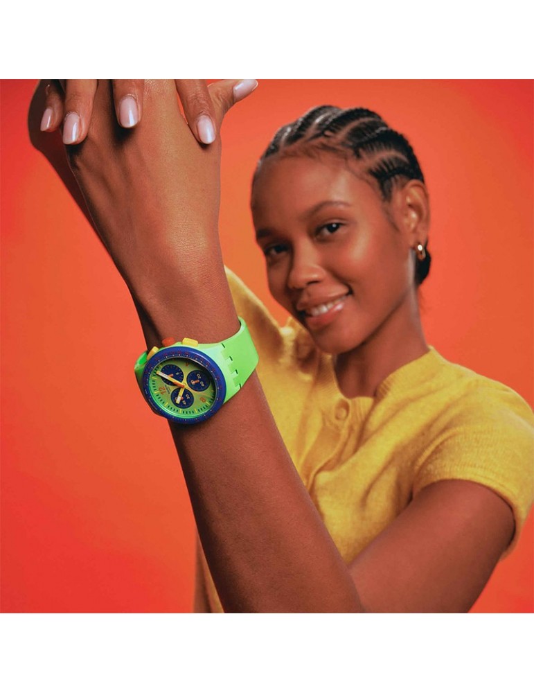 Orologio Swatch-Flowing Freshly-Cronografo-42mm-Verde e Giallo-SUSG101