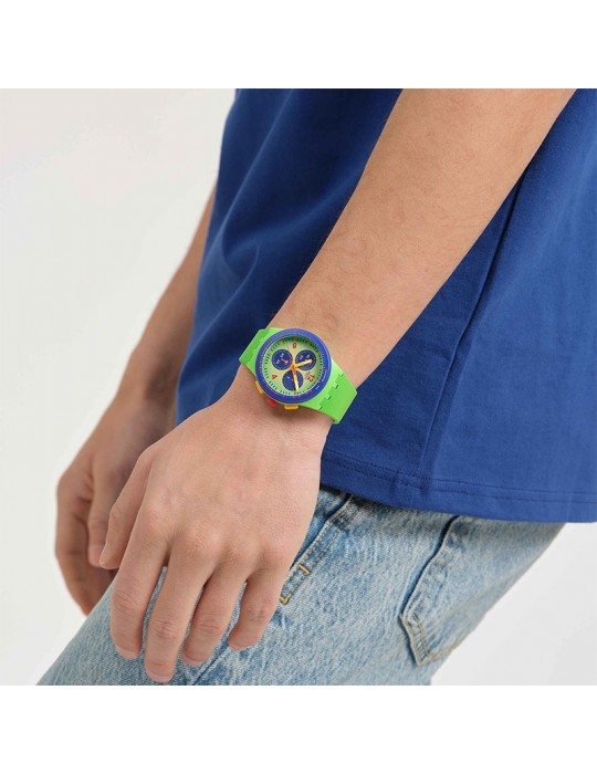 Orologio Swatch-Flowing Freshly-Cronografo-42mm-Verde e Giallo-SUSG101