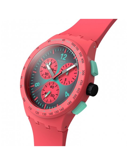 Swatch Watch - Paradiso Kinetiko - Dark Pink-42mm-Turquoise-SUSP100